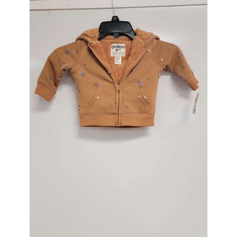 NEW WITH TAGS - OSH KOSH FLEECE BROWN FLORAL JACKET SZ 12M 0042